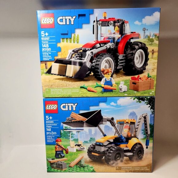 NEW 2X LEGO CITY Tractor Bundle Construction Trucks Vehicles 60287 60385 Digger - Picture 1 of 9